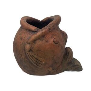 Vintage Terracotta Fish Sculpture or Vase, Asia, 1960s, 12"